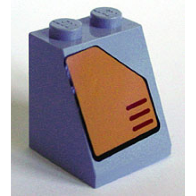 light bluish gray slope 65 2 x 2 x 2 with bottom tube with orange panel with cut top right corner pattern sticker - set 7708