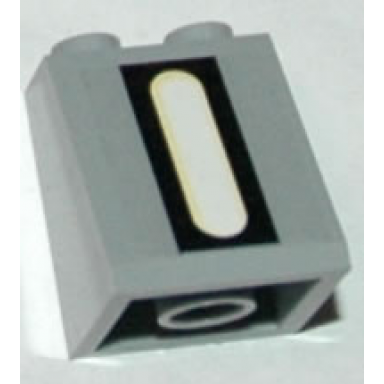 light bluish gray slope 65 2 x 2 x 2 with bottom tube with sw death star wall light pattern sticker - set 10188