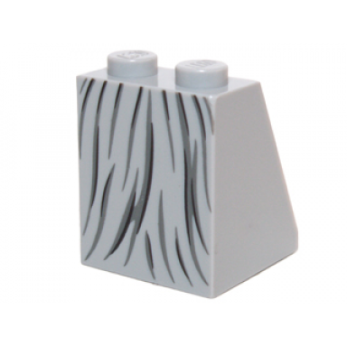 light bluish gray slope 65 2 x 2 x 2 with bottom tube with minifigure dress skirt robe gray and black fabric lines pattern