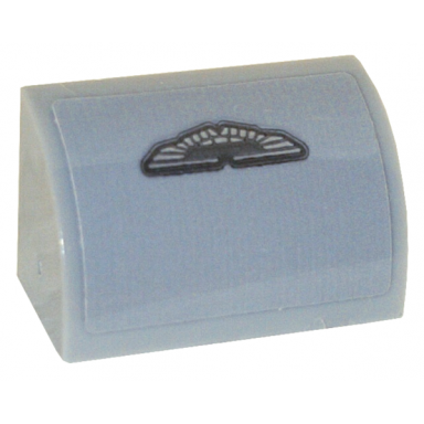 light bluish gray slope curved 1 x 2 with silver and black aston martin logo pattern sticker - set 76911