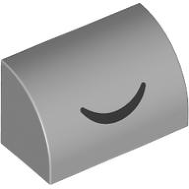 light bluish gray slope curved 1 x 2 with black closed eye curved line pattern