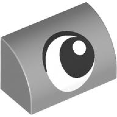 light bluish gray slope curved 1 x 2 with black and white eye looking left pattern