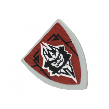 light bluish gray minifigure shield triangular short with emperor on dark red background left lines up pattern sticker - set 70678