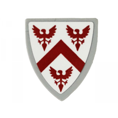 light bluish gray minifigure shield triangular short with 3 red eagles pattern sticker - set 71040