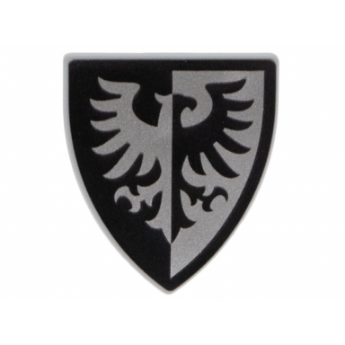 light bluish gray minifigure shield triangular short with black and silver falcon with black border pattern