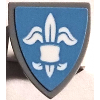 light bluish gray minifigure shield triangular short with white fleur-de-lis on medium blue background pattern sticker - set 76440