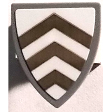 light bluish gray minifigure shield triangular short with 3 dark tan chevrons on white background pattern sticker - set 76440
