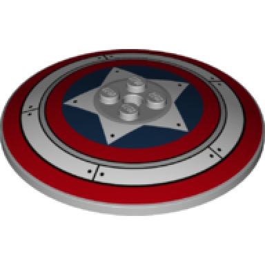 light bluish gray dish 8 x 8 inverted radar - solid studs with red and white concentric rings star in dark blue circle pattern captain america shield