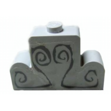 light bluish gray brick modified 1 x 4 x 2 center stud top with dark gray engravings pattern sticker - set 4766