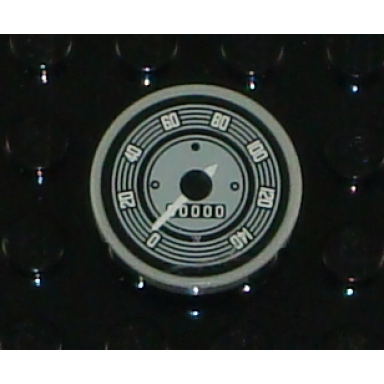 light bluish gray tile round 2 x 2 with speedometer pattern sticker - set 10187