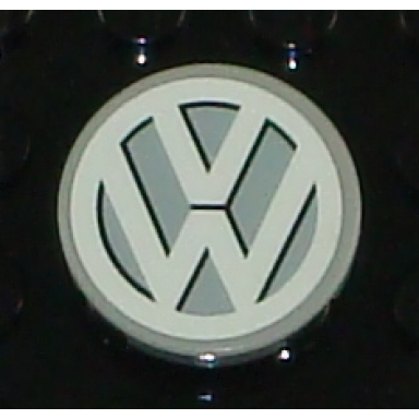 light bluish gray tile round 2 x 2 with vw logo white pattern sticker - set 10187
