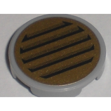 light bluish gray tile round 2 x 2 with black vent on gold background pattern sticker - set 5984