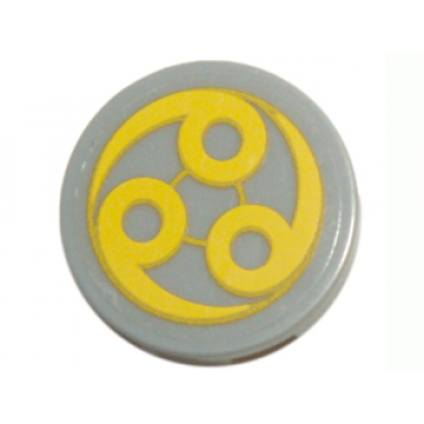 light bluish gray tile round 2 x 2 with yellow circles pattern sticker - set 7678
