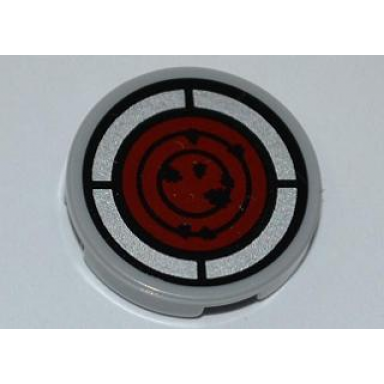 light bluish gray tile round 2 x 2 with red radar screen pattern sticker - set 5887