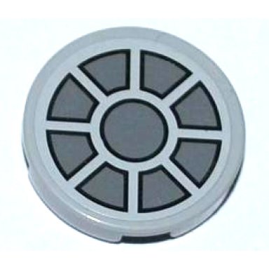 light bluish gray tile round 2 x 2 with sw dark bluish gray fan on light bluish gray background pattern sticker - set 7965