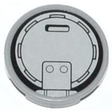 light bluish gray tile round 2 x 2 with filler cap pattern sticker - set 60021
