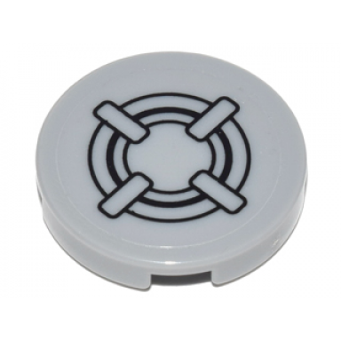 light bluish gray tile round 2 x 2 with black circles and bars hot plate pattern sticker - set 4840