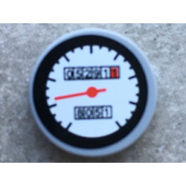 light bluish gray tile round 2 x 2 with speedometer pattern sticker - set 8051