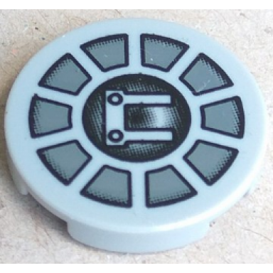 light bluish gray tile round 2 x 2 with sw radial machinery pattern