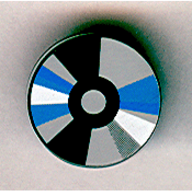 light bluish gray tile round 2 x 2 with compact disc cd surface with black blue and white sectors pattern