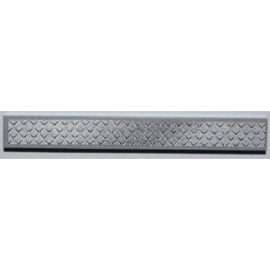 light bluish gray tile 1 x 8 with silver tread plate with darker middle pattern sticker - set 8186