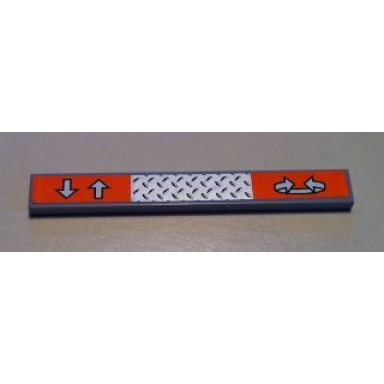light bluish gray tile 1 x 8 with silver tread plate and white arrows on orange background pattern sticker - set 8292