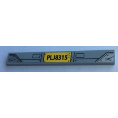light bluish gray tile 1 x 8 with plj8315 silver scratches and headlights pattern sticker - set 75933