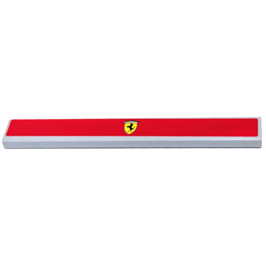 light bluish gray tile 1 x 8 with ferrari logo on red background pattern sticker - set 8144-2