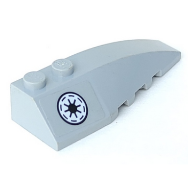 light bluish gray wedge 6 x 2 right with black and white sw galactic republic symbol with thin border pattern sticker - sets 7669 7868
