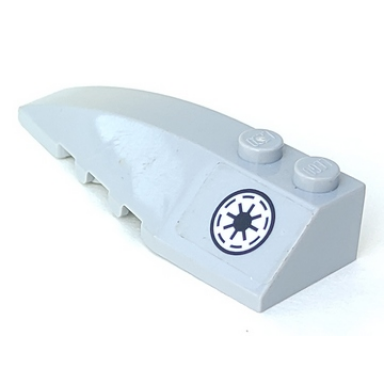 light bluish gray wedge 6 x 2 left with black and white sw galactic republic symbol with thin border pattern sticker - sets 7669 7868