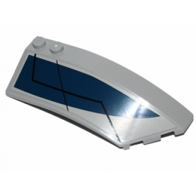light bluish gray wedge 8 x 3 x 2 open right with dark blue curved triangle and black lines pattern sticker - set 75022