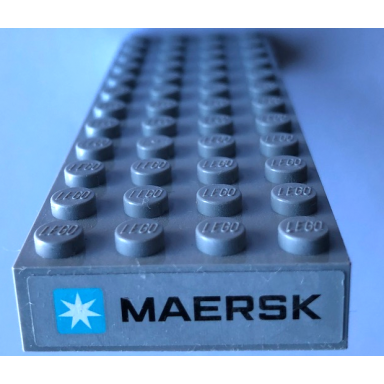 light bluish gray brick 4 x 12 with maersk logo on light bluish gray background pattern on both ends stickers - set 10241