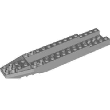 light bluish gray aircraft fuselage forward bottom angular 4 x 18 x 1 1 3 with 2 x 14 recessed center and 13 holes