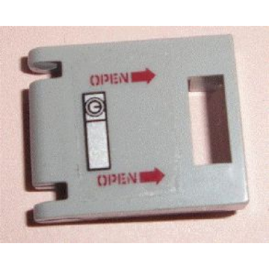 light bluish gray container box 2 x 2 x 2 door with slot with open arrows and lock pattern model right side sticker - set 7298