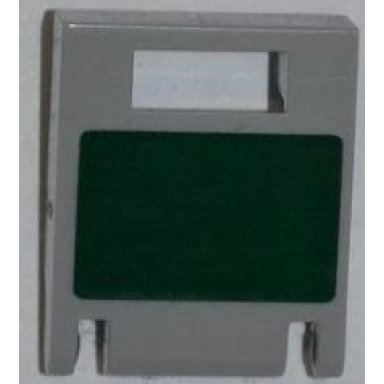 light bluish gray container box 2 x 2 x 2 door with slot with dark green rectangle pattern sticker - set 8097