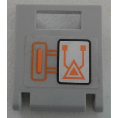 light bluish gray container box 2 x 2 x 2 door with slot with orange circuitry pattern sticker - set 70317