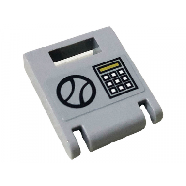 light bluish gray container box 2 x 2 x 2 door with slot with handle and keypad square buttons with yellow screen pattern sticker - set 60242