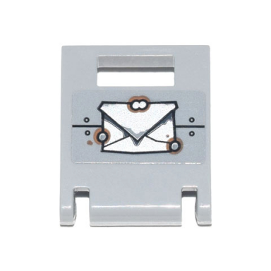 light bluish gray container box 2 x 2 x 2 door with slot with handle with envelope metal plates and rivets pattern sticker - set 70840