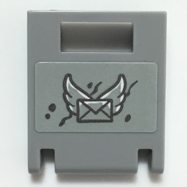 light bluish gray container box 2 x 2 x 2 door with slot with envelope with wings pattern sticker - set 41196