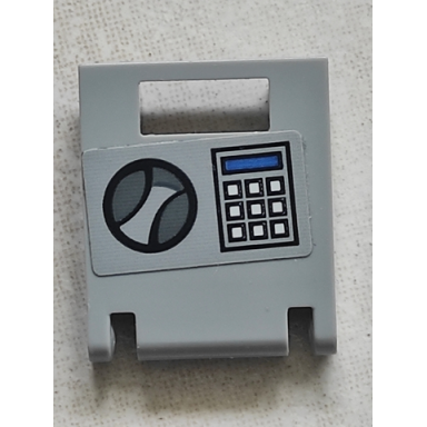light bluish gray container box 2 x 2 x 2 door with slot with handle and keypad square buttons with blue screen pattern sticker - set 60135