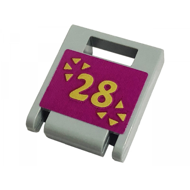 light bluish gray container box 2 x 2 x 2 door with slot with gold number 28 on magenta background pattern sticker - set 41449
