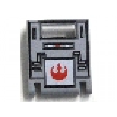 light bluish gray container box 2 x 2 x 2 door with slot with red sw rebel alliance symbol pattern