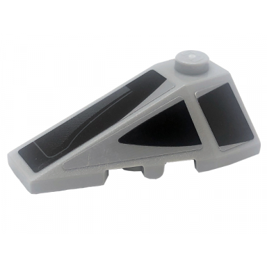 light bluish gray wedge 4 x 2 triple left with black trapezoid and triangle light bluish gray line and gradient pattern stickers - set 76909