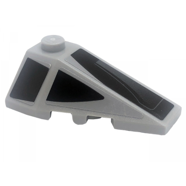 light bluish gray wedge 4 x 2 triple right with black trapezoid and triangle light bluish gray line and gradient pattern stickers - set 76909