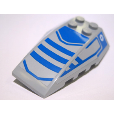 light bluish gray wedge 6 x 4 triple curved with blue stripes pattern stickers - set 7868