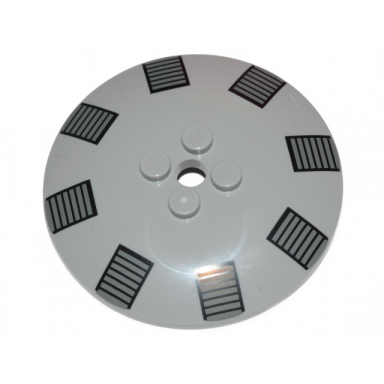 light bluish gray dish 6 x 6 inverted radar - solid studs with dark bluish gray and black tie bomber clamps pattern