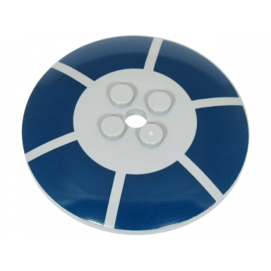 light bluish gray dish 6 x 6 inverted radar - solid studs with 6 dark blue arcs pattern sw r2-d2 astromech droid top