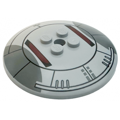 light bluish gray dish 6 x 6 inverted radar - solid studs with sw sith infiltrator cockpit with dark bluish gray and dark red shapes and black lines and ovals pattern