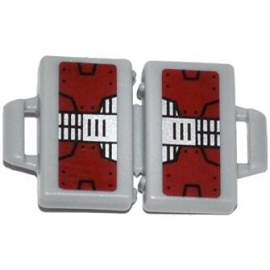 light bluish gray minifigure utensil briefcase with dark red and silver metal plates pattern on both sides stickers - set 76007