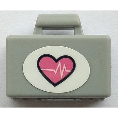 light bluish gray minifigure utensil briefcase with dark pink heart beat pattern sticker - set 41430
